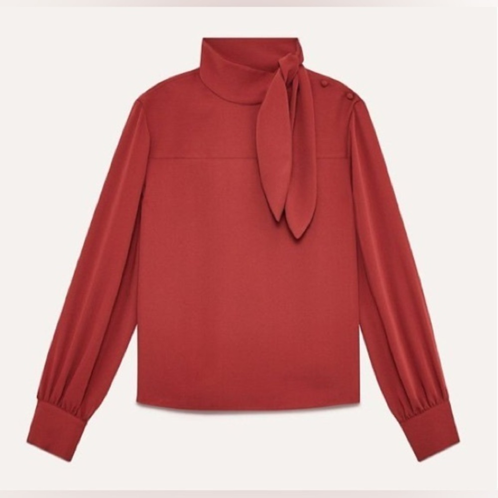 Aritzia Wilfred Cecile Trapeze Blouse Elegant Bow Detail